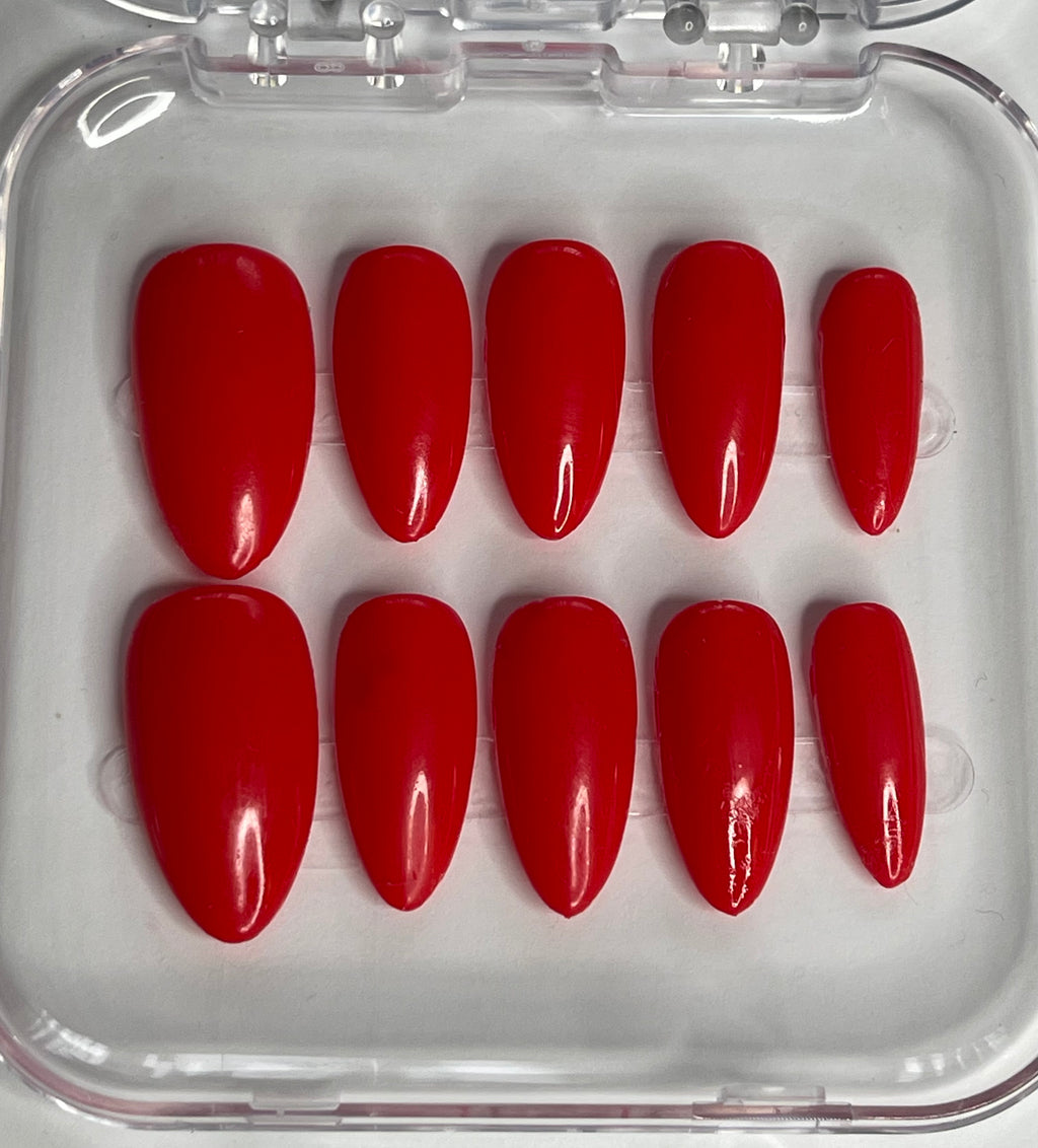 St George’s Flame Bright Red PressOn Nails | Handmade