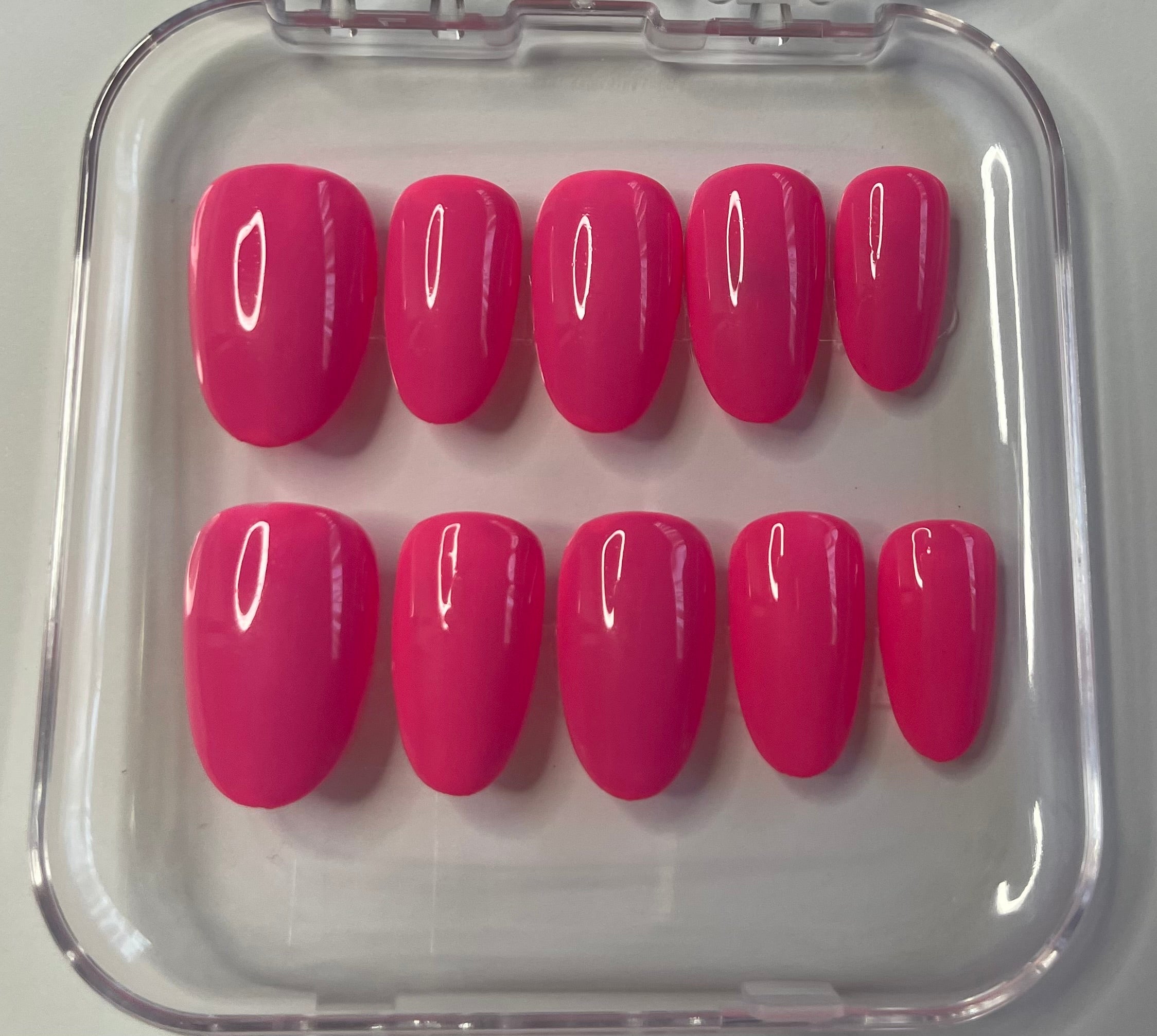 Neon Flamingo - Bright Neon Pink Glossy Press-On Nails | Handmade