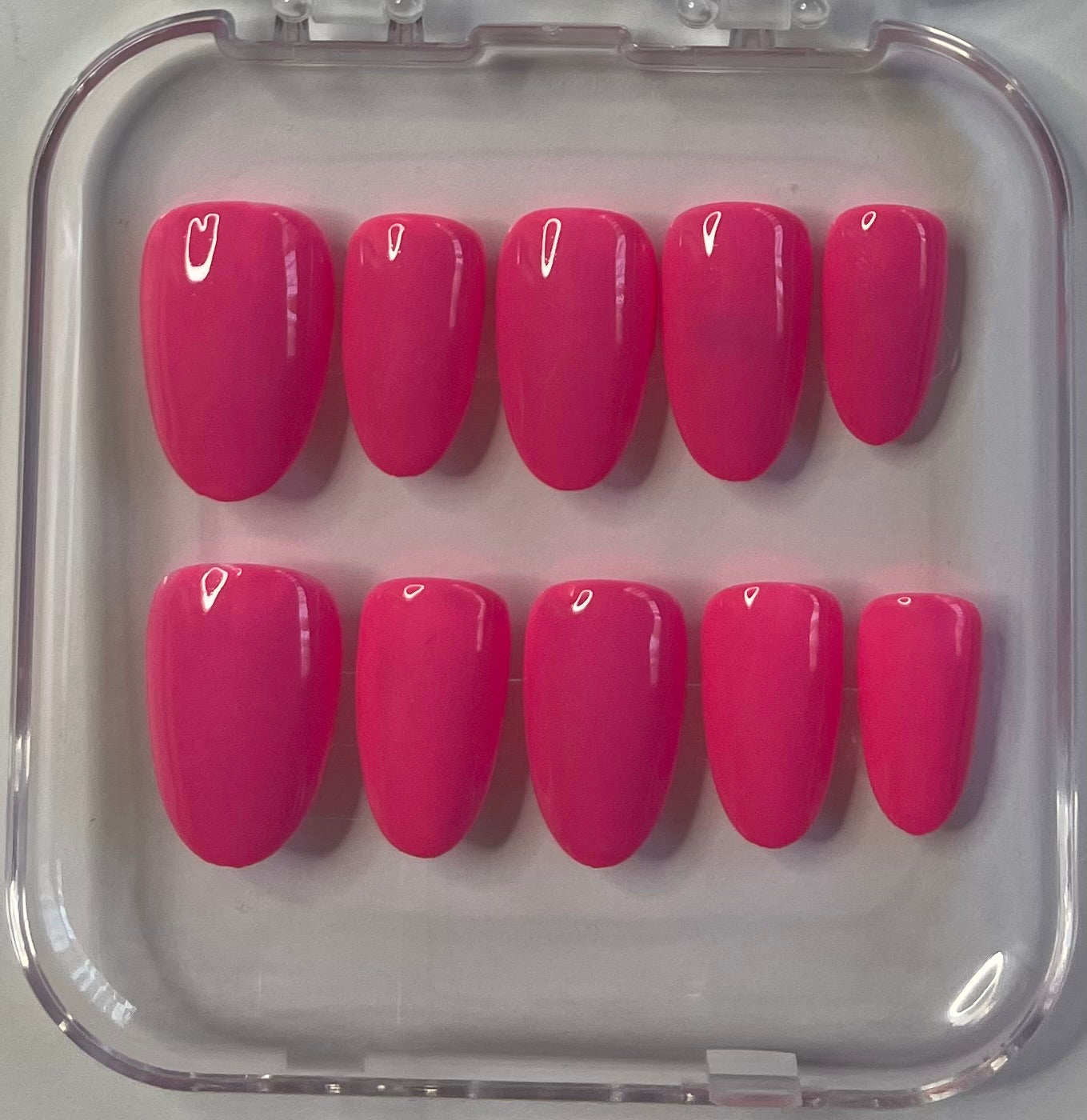 Neon Flamingo - Bright Neon Pink Glossy Press-On Nails | Handmade