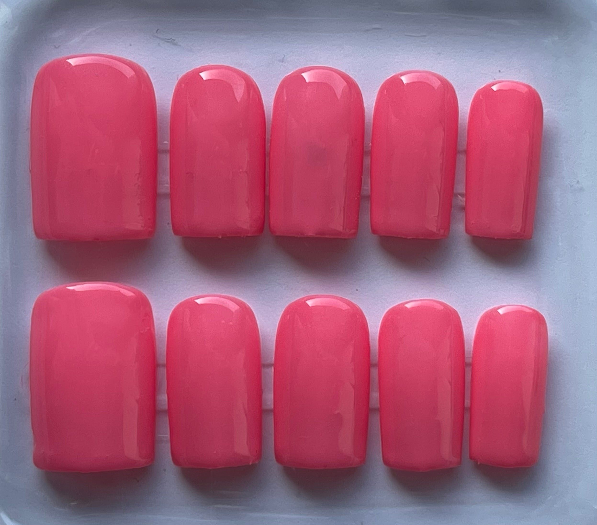 Coral Pink Handmade Press-On Nails | Glossy Salon Quality