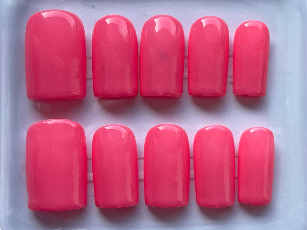 Coral Pink Handmade Press-On Nails | Glossy Salon Quality