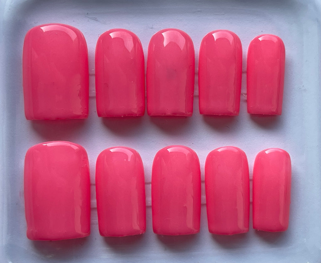 Coral Pink Handmade Press-On Nails | Glossy Salon Quality