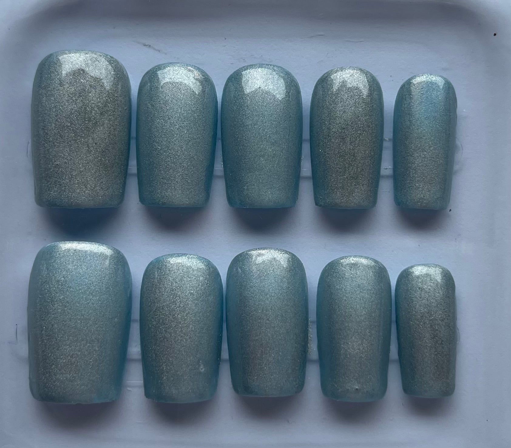 Metallic Blue Handmade Press-on nails