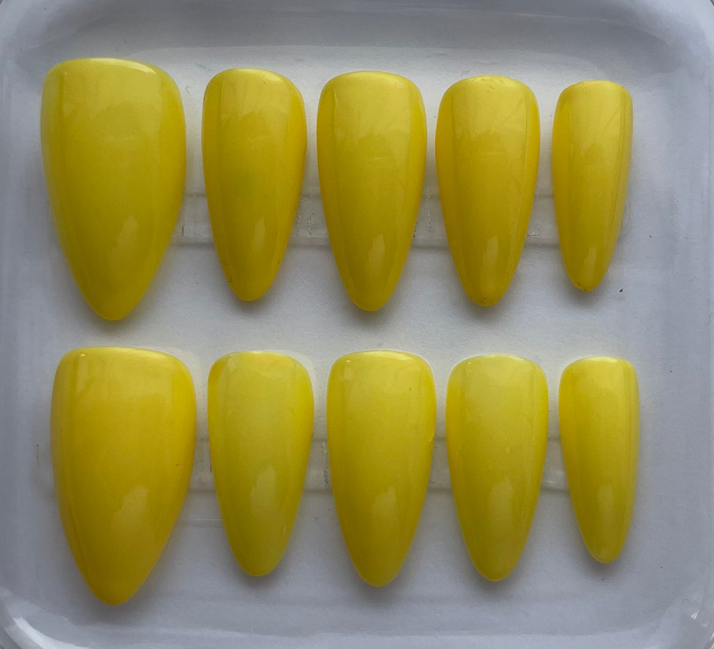 Bright Yellow Handmade Press-on Nails