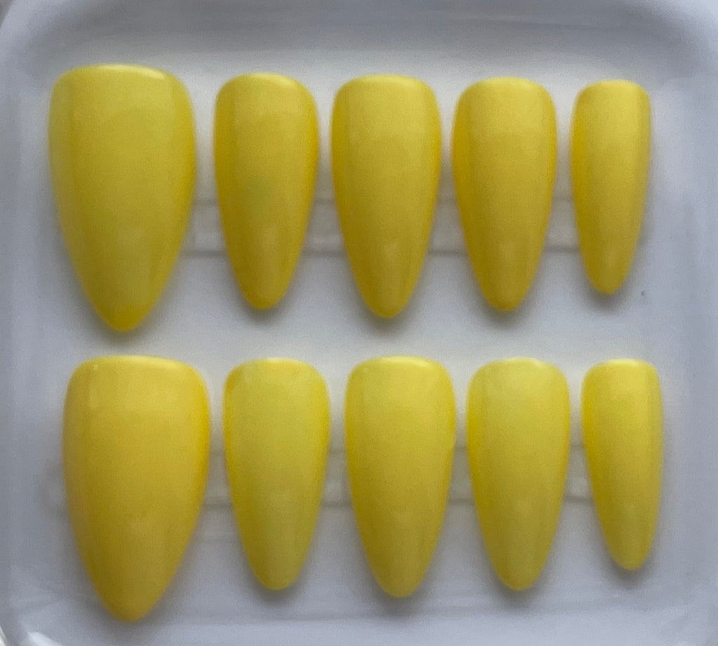 Bright Yellow Handmade Press-on Nails