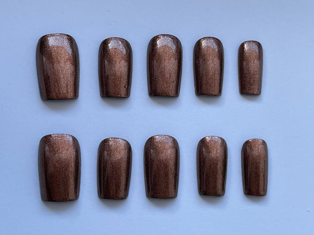Bronze Metallic Handcrafted Press-On Nails