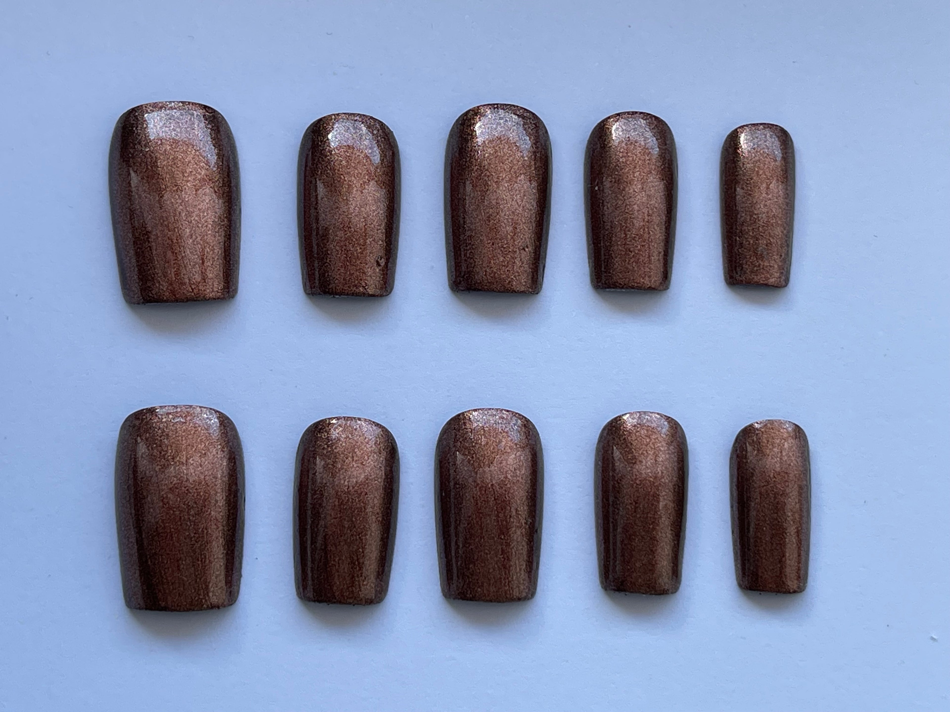 Bronze Metallic Handcrafted Press-On Nails