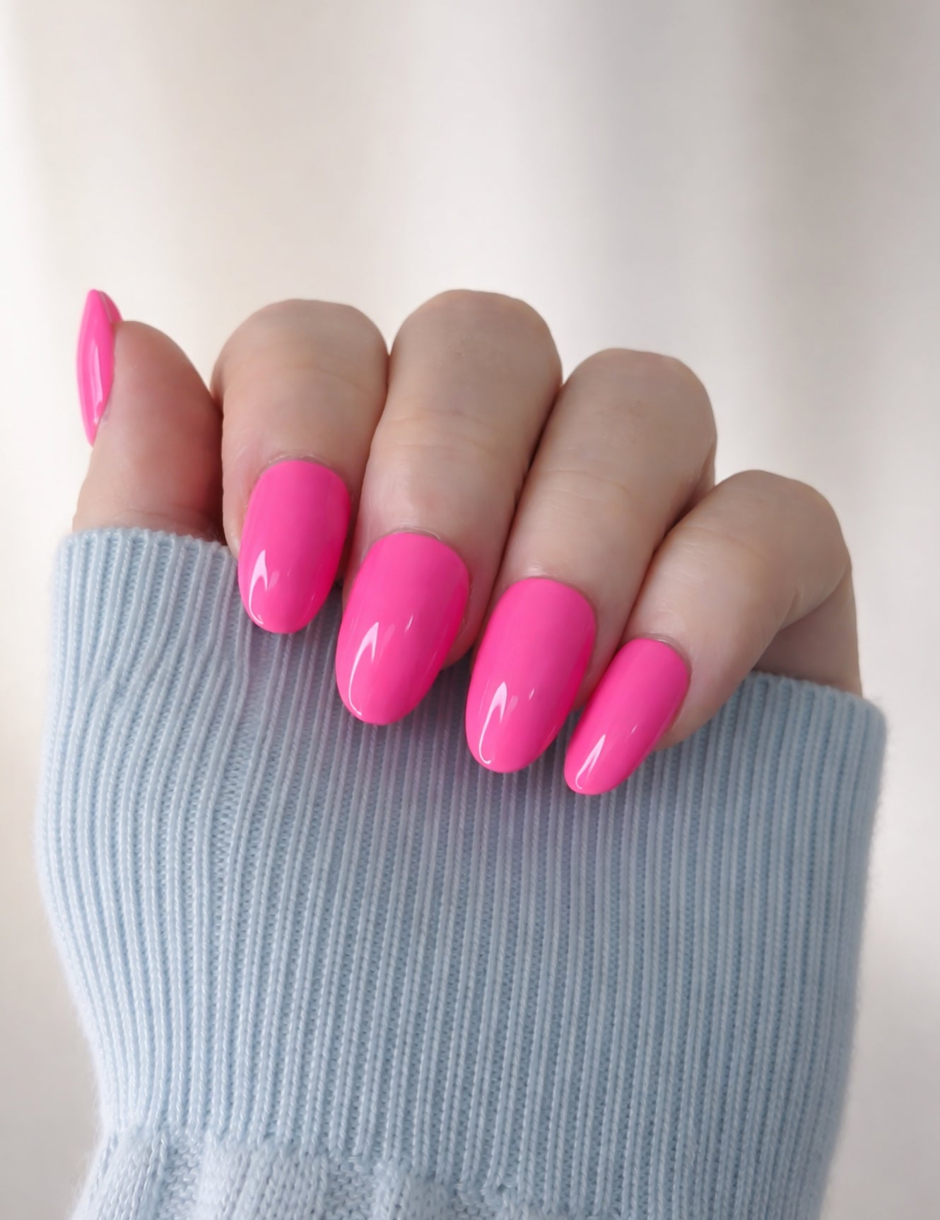 Neon Flamingo - Bright Neon Pink Glossy Press-On Nails | Handmade
