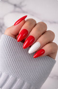 Limited Edition St George’s Day Press-On Nails – Red with White Accent | Handmade