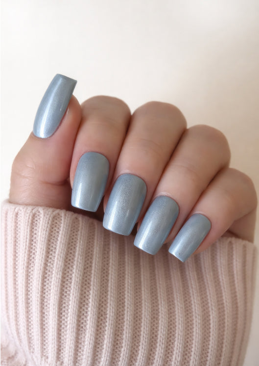 Metallic Blue Handmade Press-on nails