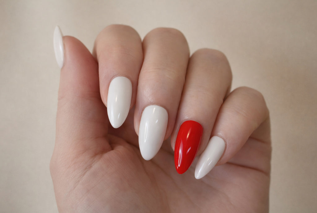 Limited Edition St George’s Day Press-On Nails – White & Red Accent | Handmade
