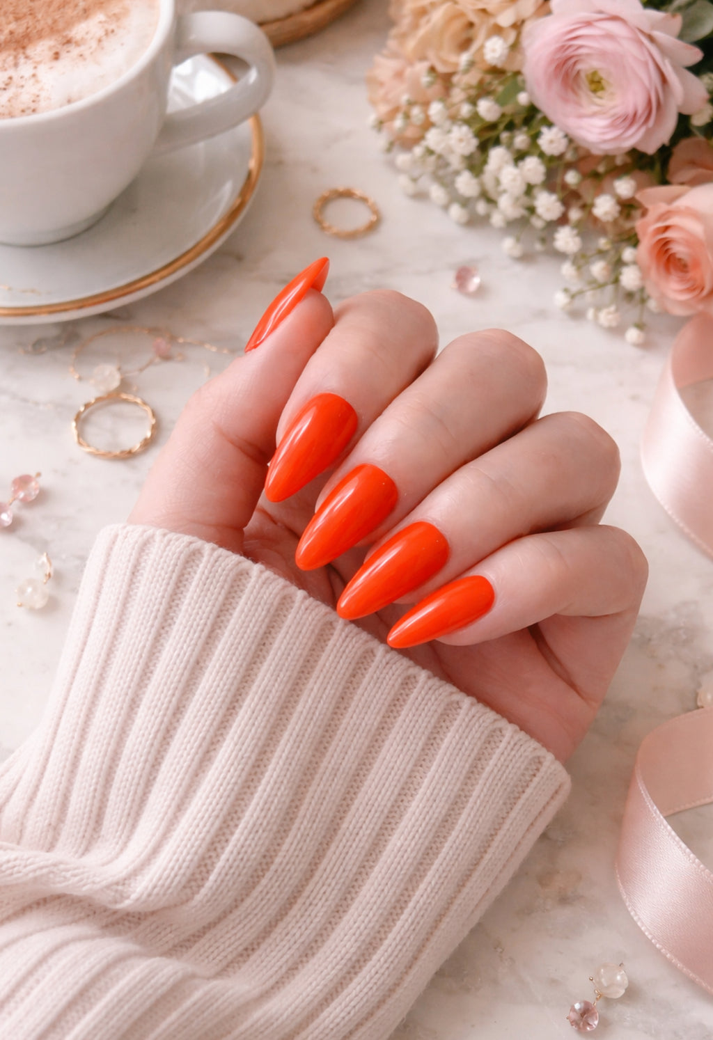 Bright Orange Press-on nails