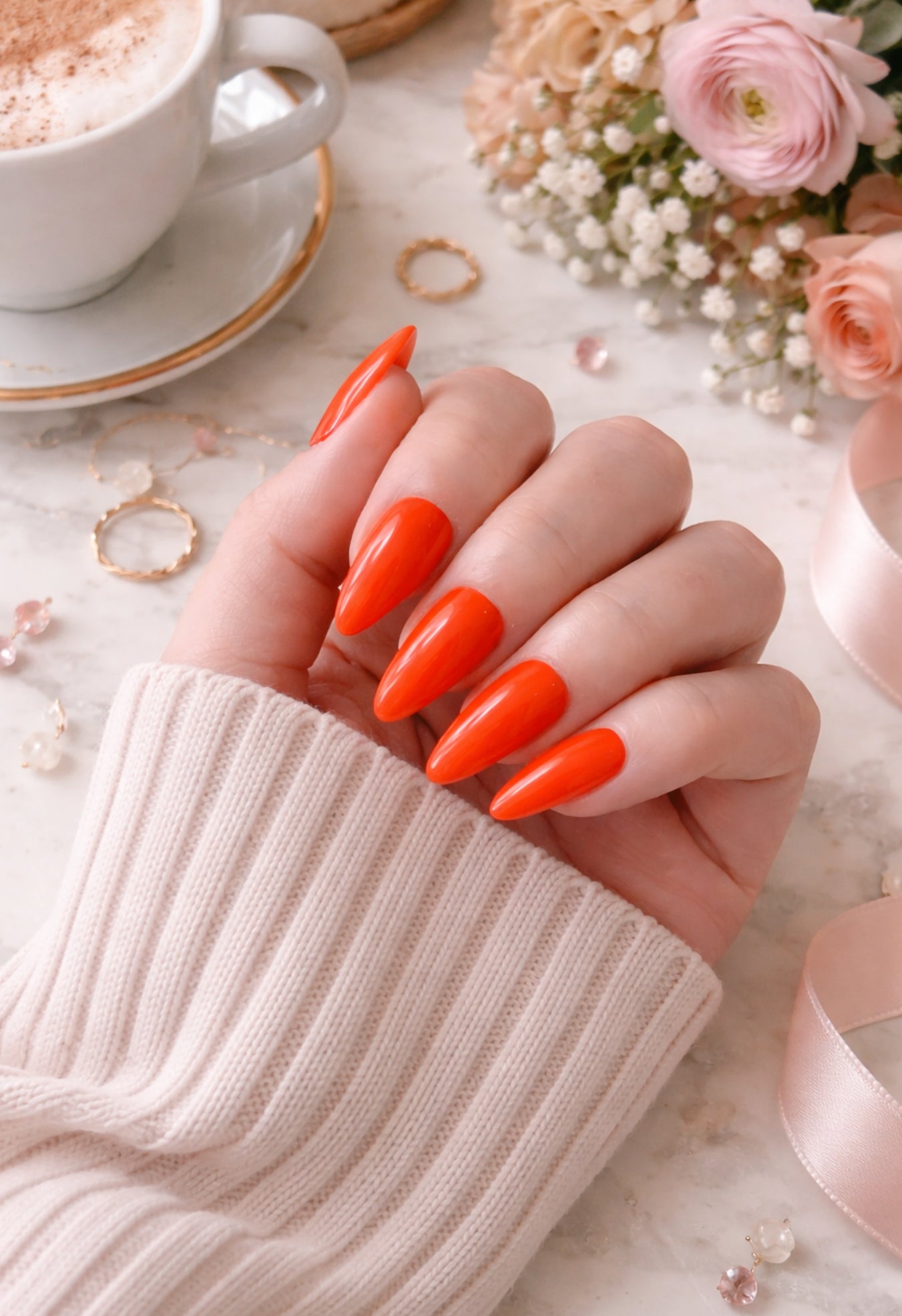 Bright Orange Press-on nails