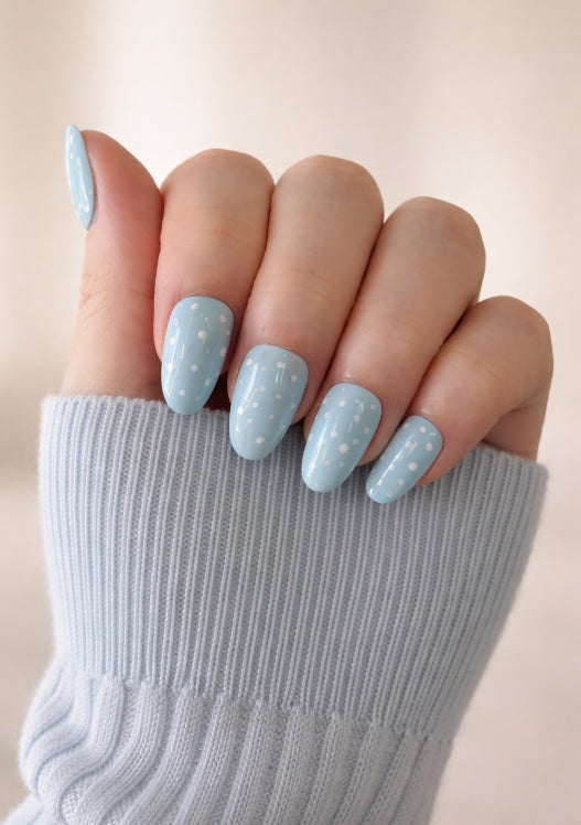 Sky Blue Polka Dot Press-on Nails