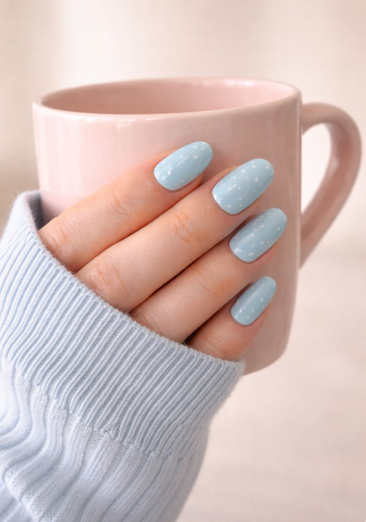 Sky Blue Polka Dot Press-on Nails
