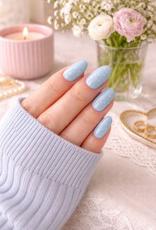 Sky Blue Polka Dot Press-on Nails
