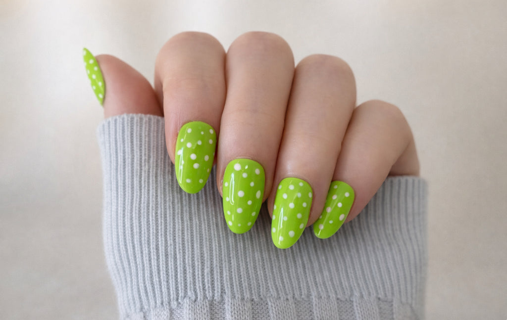 Pastel Green Polka Dot Handmade Press-on Nails