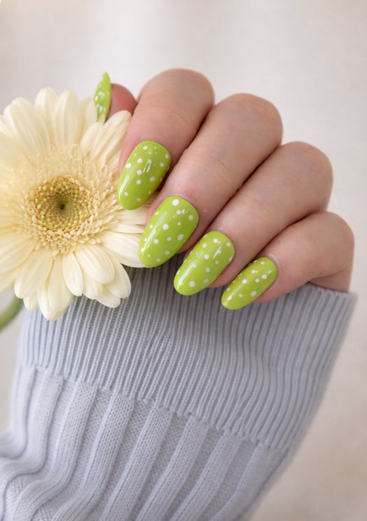 Pastel Green Polka Dot Handmade Press-on Nails
