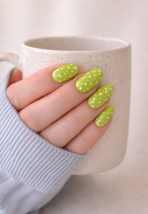 Pastel Green Polka Dot Handmade Press-on Nails