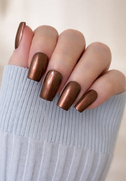 Bronze Metallic Handcrafted Press-On Nails