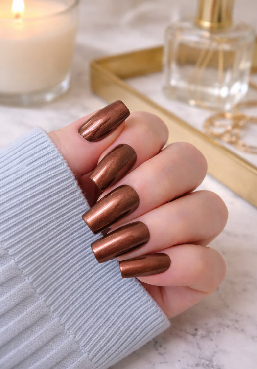 Bronze Metallic Handcrafted Press-On Nails