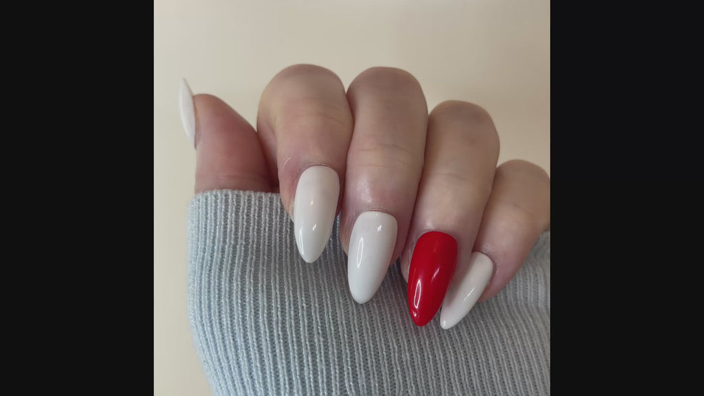 Limited Edition St George’s Day Press-On Nails – White & Red Accent | Handmade