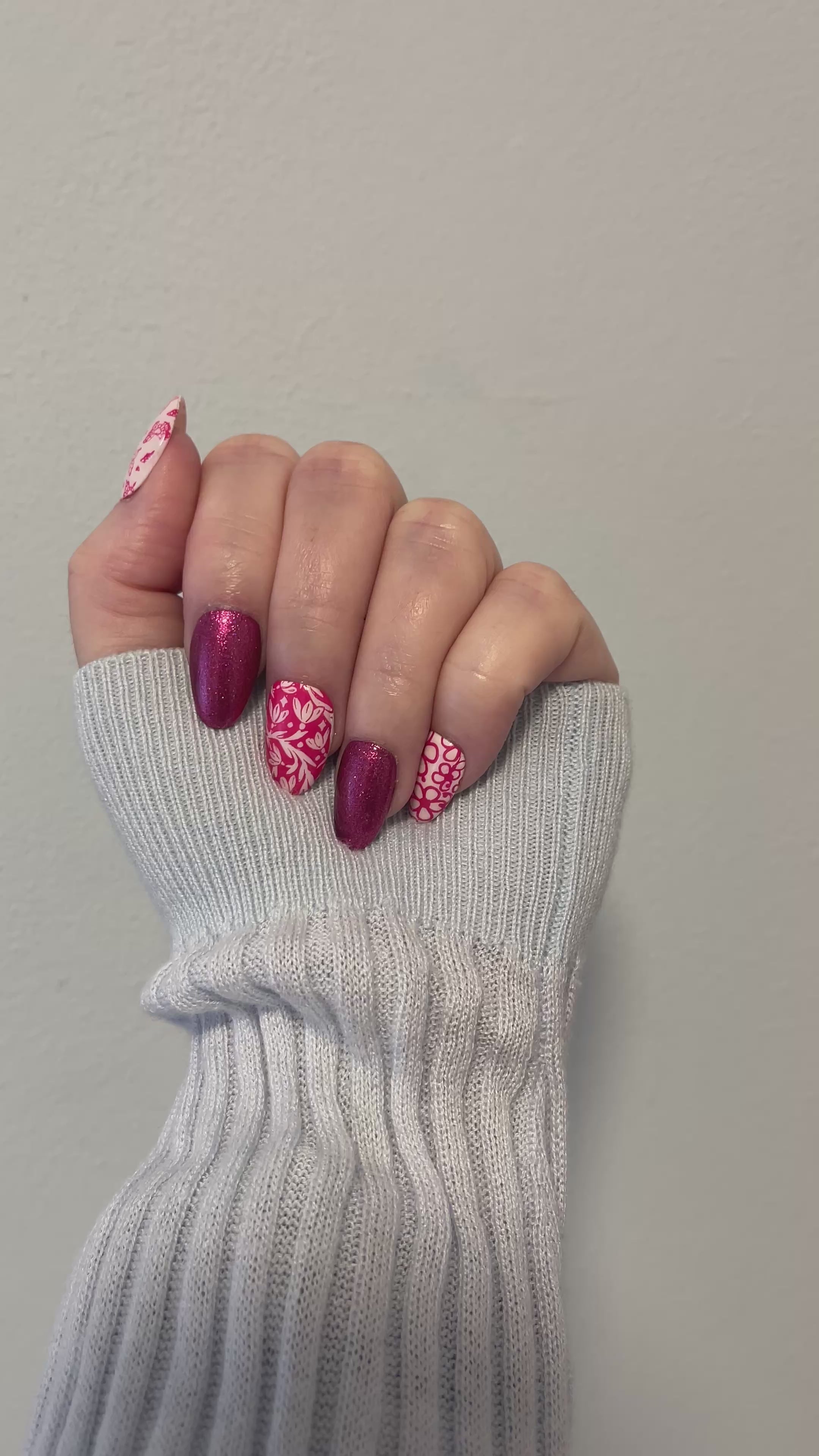 Pink Sparkly Summer Press On Nails | Glitter Holiday Nails | Handmade