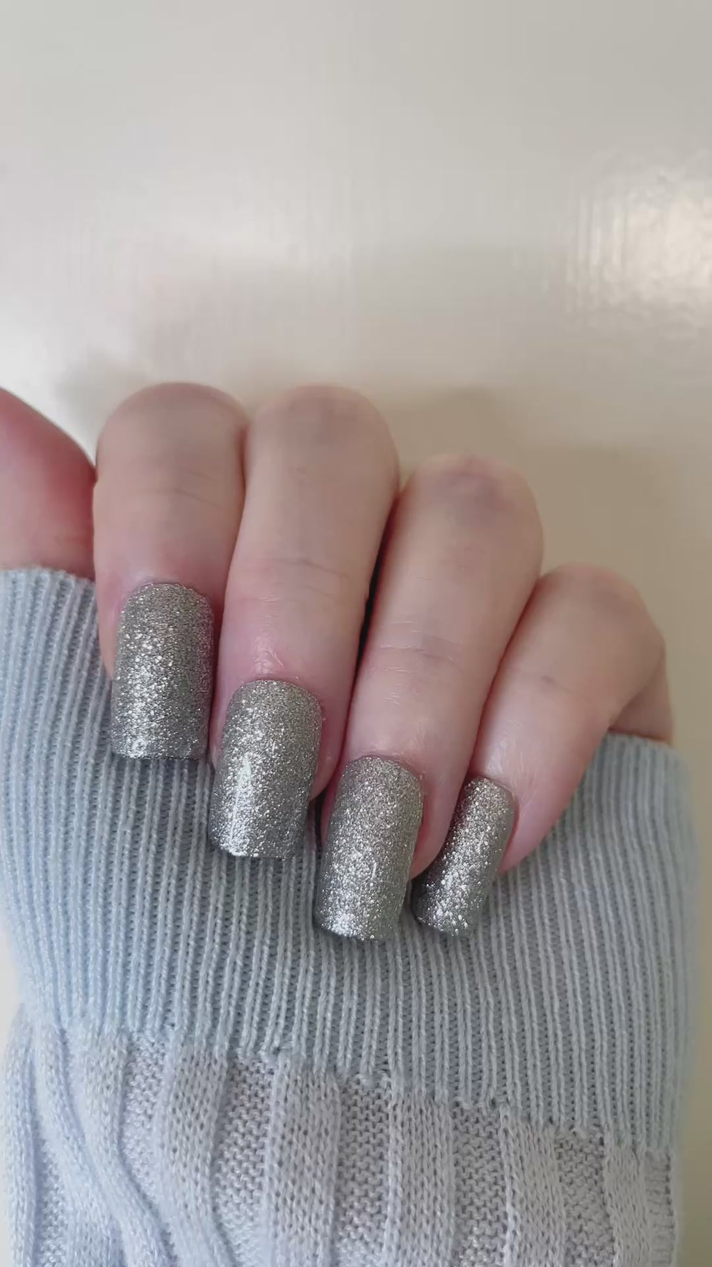 Sparkly Silver Press-on Nails | Handmade