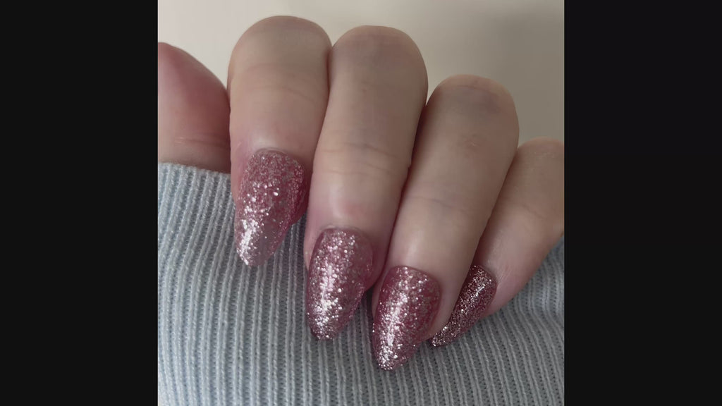 Rose Diamond Glitter Press-On Nails | Sparkly Luxury Nails | Handmade