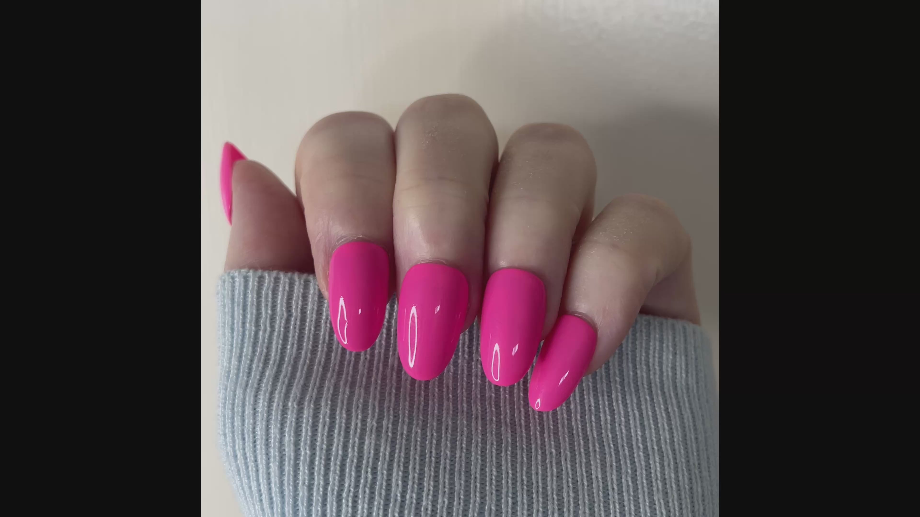 Neon Flamingo - Bright Neon Pink Glossy Press-On Nails | Handmade