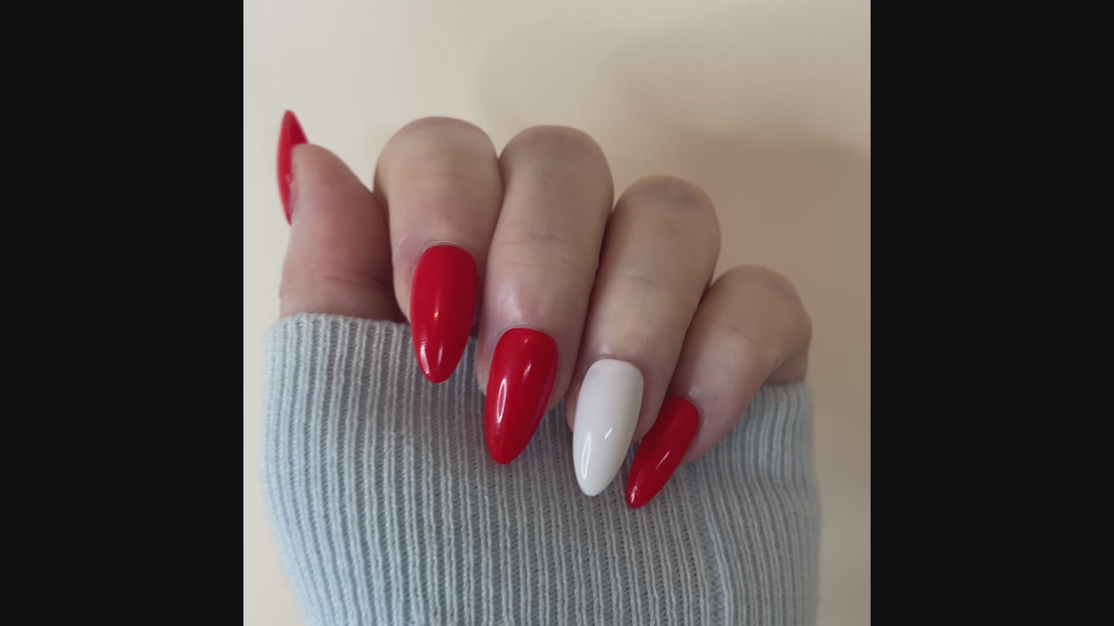 Limited Edition St George’s Day Press-On Nails – Red with White Accent | Handmade